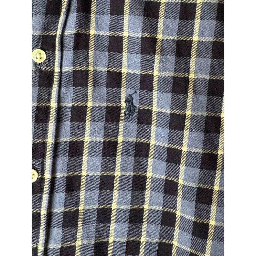 Ralph Lauren Shirt‎ Boys 5 Blue Checked Cotton Button Down Preppy Academia